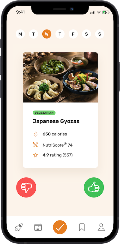 iphone  app meal approving plan screen